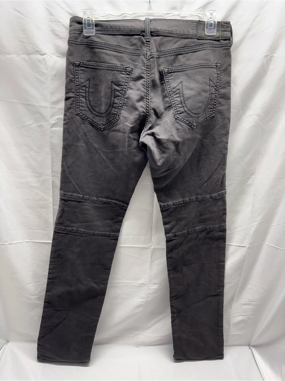 True Religion Biker Jeans Mens Size 32 Charcoal Black Rocco Moto Relaxed Skinny